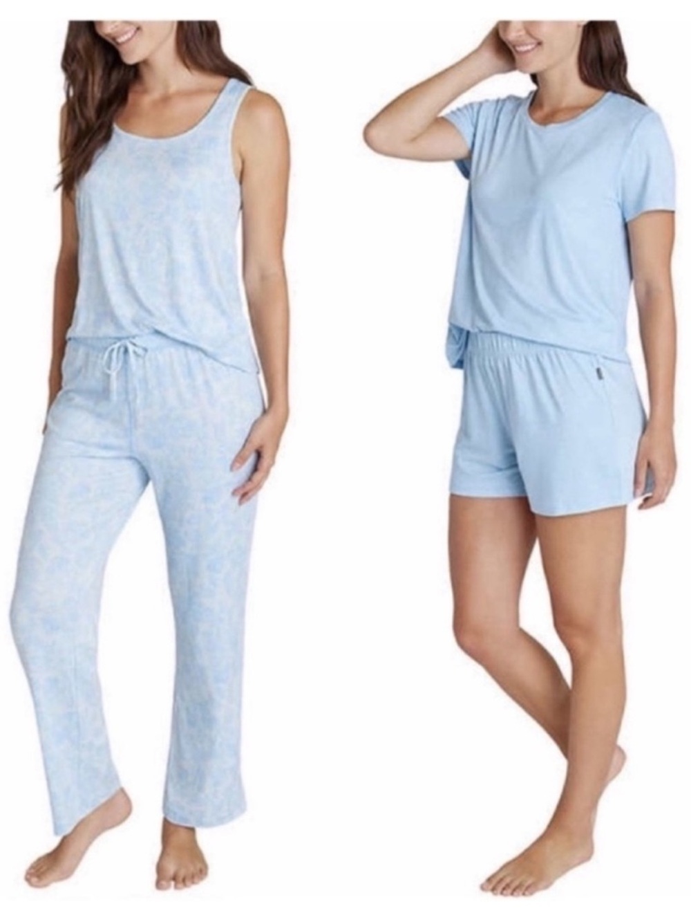NWT Eddie Bauer Ladies 4-Piece Pajama Set BLUE - size M comfy loungewear summer